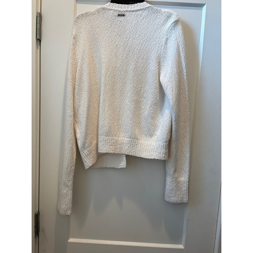 DKNY Jeans Womens White Textured 100% Cotton Button Front Cardigan Sweater Small - Picture 6 of 8